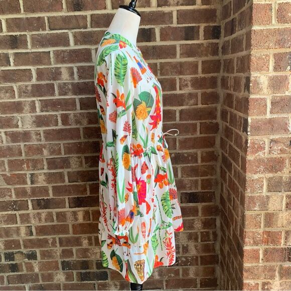 Figue Shaina Botanical Beach 100% Cotton Summer Shirtdress M - Picture 7 of 12